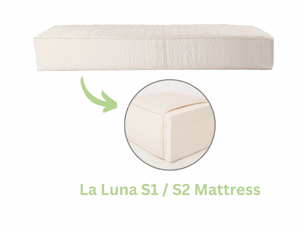 La Luna S1/S2 7-zone natural latex mattress with additional topper - luxurious comfort, ergonomic support, and sustainable materials.
