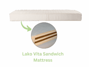 Lako-Vita mattress with multilayer structure of GOLS natural latex and rubberized coir – ergonomic, breathable, and durable natural latex mattress.