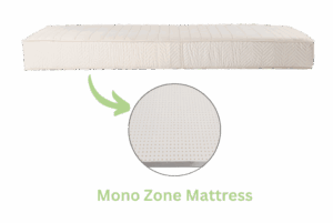 Mono-zone mattress made of GOLS-certified natural latex – evenly perforated sleeping surface for stable support and sustainable comfort.